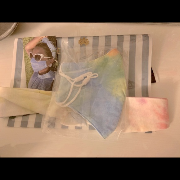NWT Lele Sadoughi Tie Dye Mask and Headband set - Picture 2 of 2